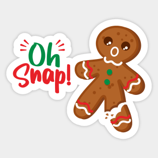 Gingerbread Man Oh Snap! Snapped Leg Funny Christmas Sticker